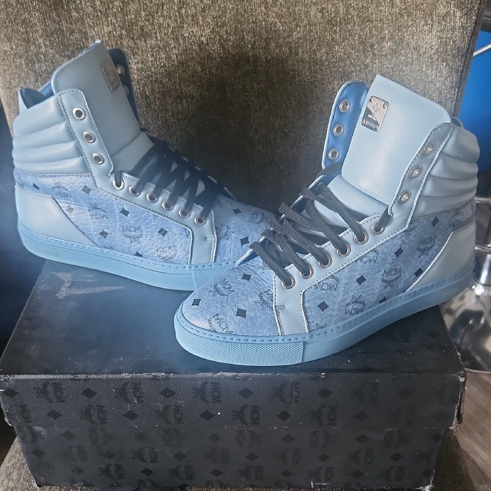 MCM Blue High-Top Sneakers